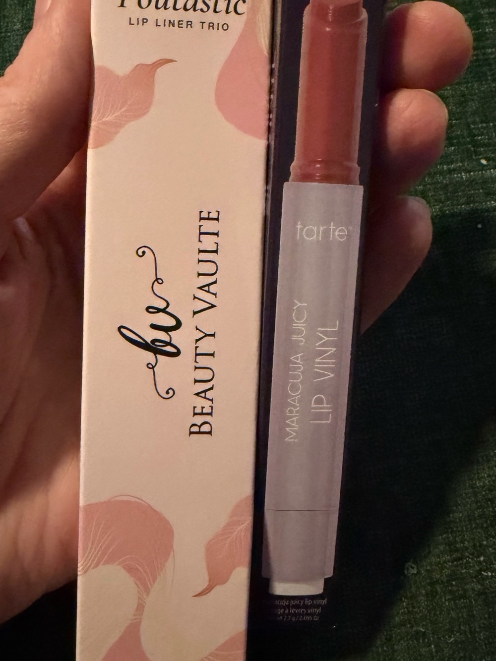 tarte maracuja juicy lip vinyl in hibiscus and poutastic lip liner trio